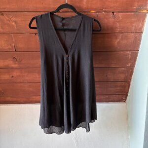 Black Rayon A-line Tunic Top